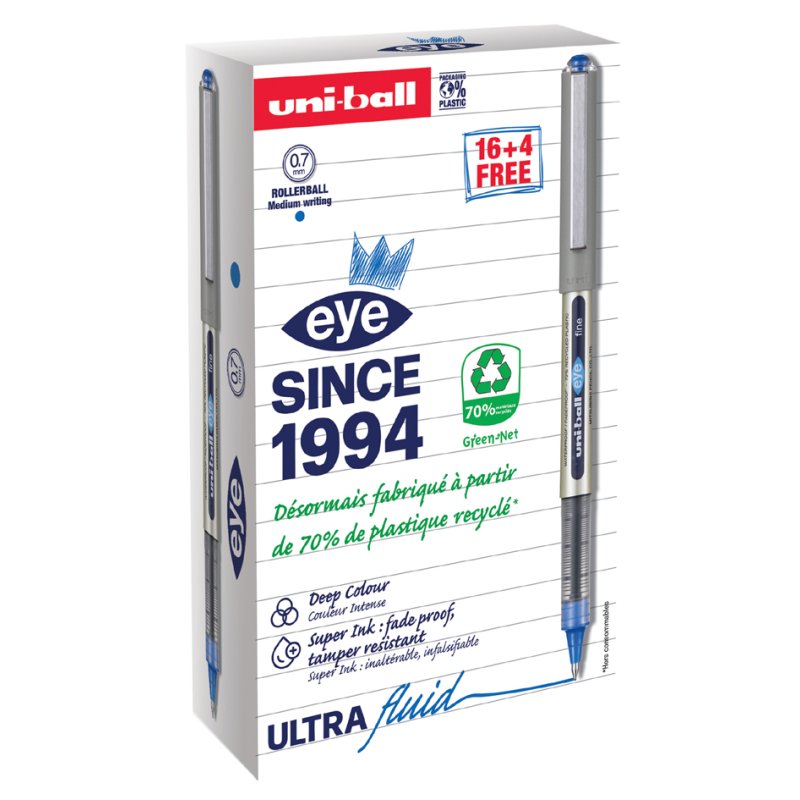 uni-ball eye fine UB157E rollerpen, rood, 0,5 mm, 20 stuks